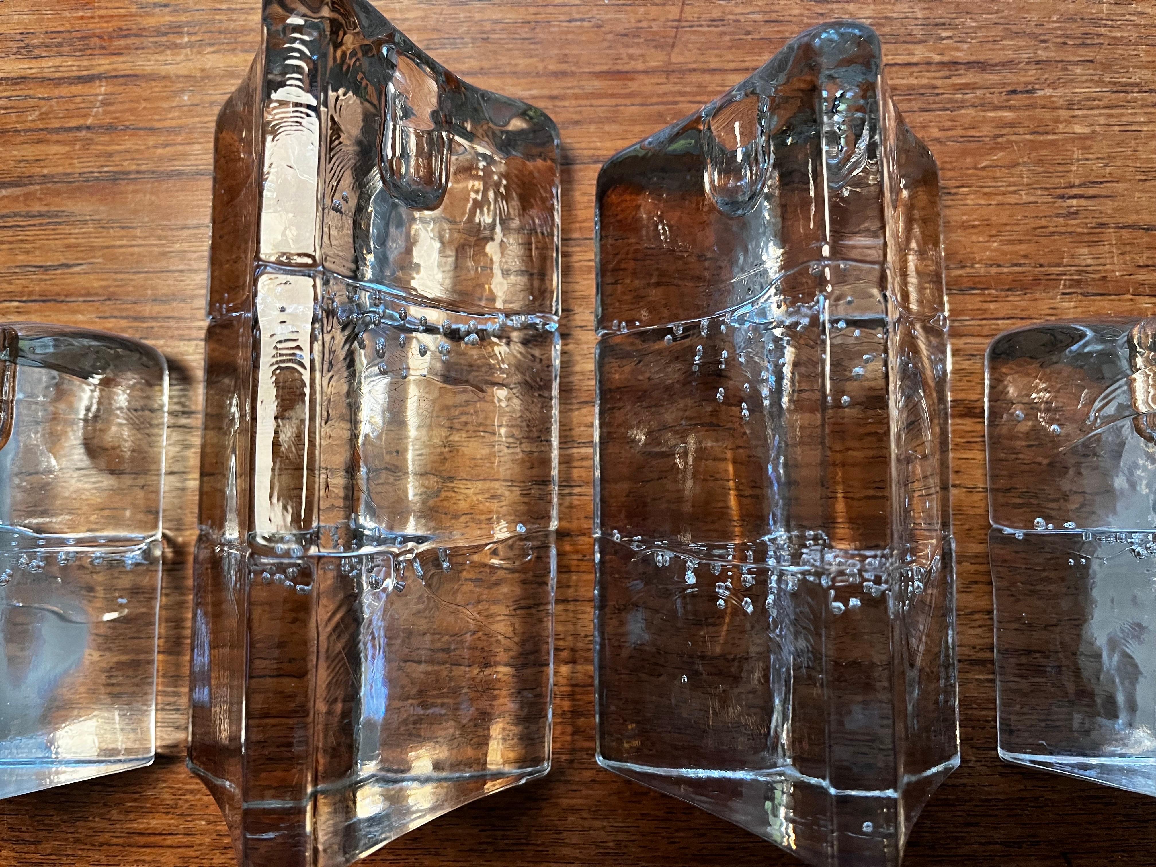Arkipelago Glass Icicle Candle Holders by Timo Sarpaneva, Set of Four In Good Condition In Philadelphia, PA