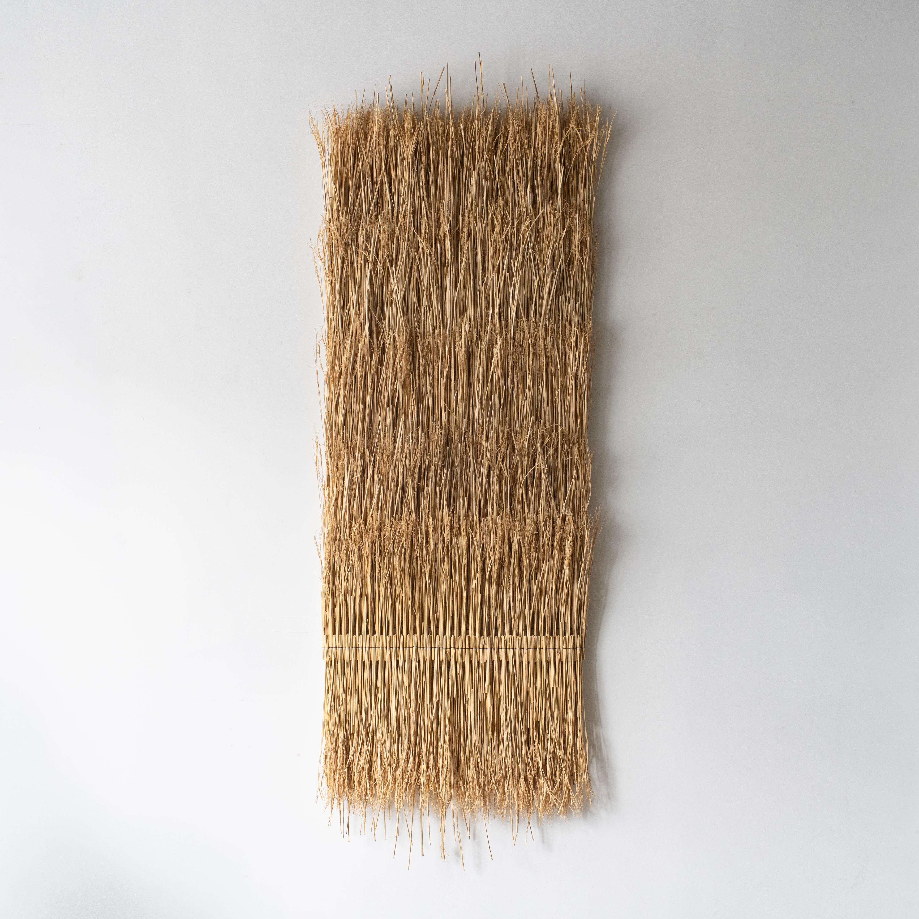 Hand-sewed rice straw art by Arko.
Title: Composition Accelerando #01
This work has the feelings of contemporary, tribal art, contemporary craft art, created with the respect for wild nature.
Arko is a finalist of the Loewe Craft prize 2018.