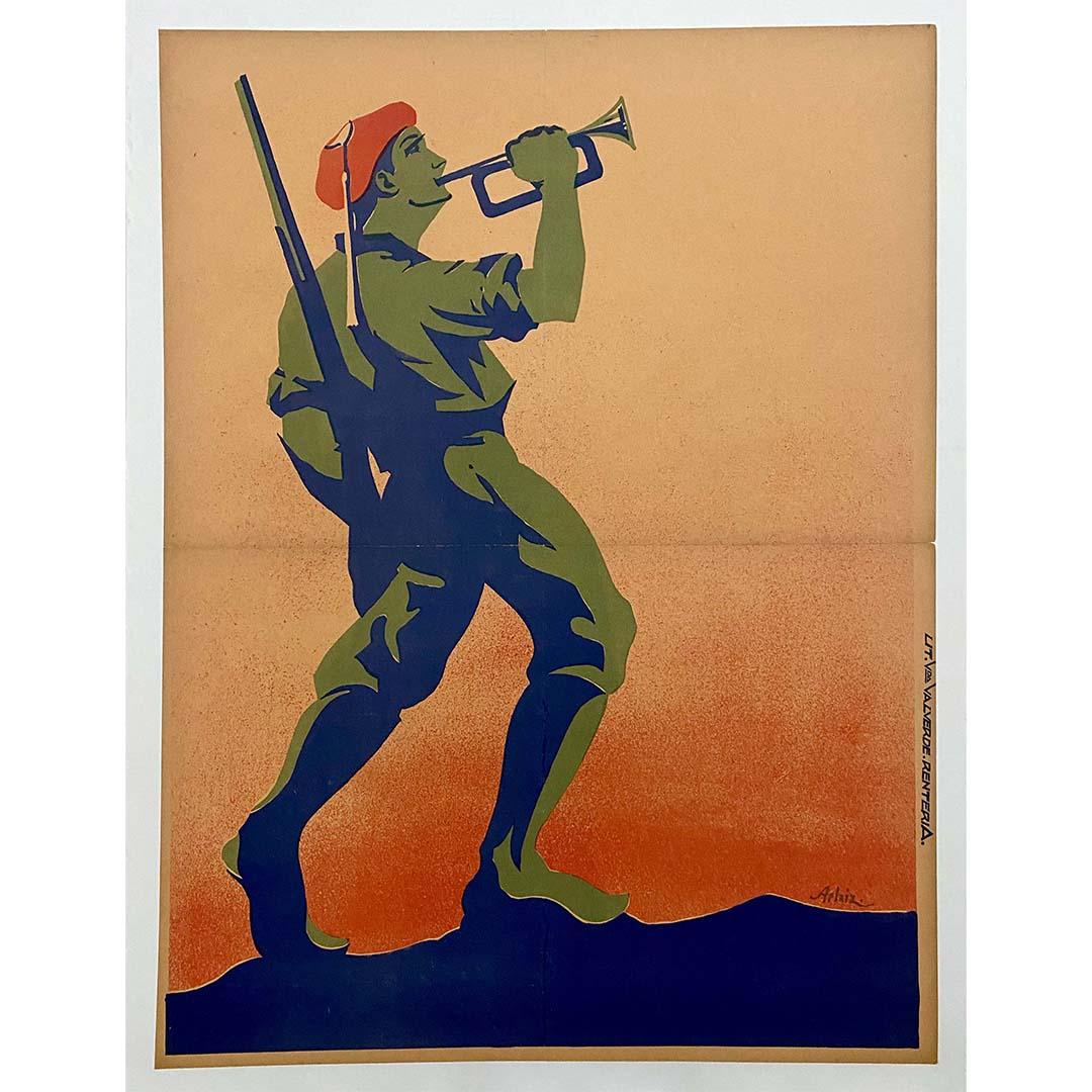 carlist soldier playing the bugle / civil war poster