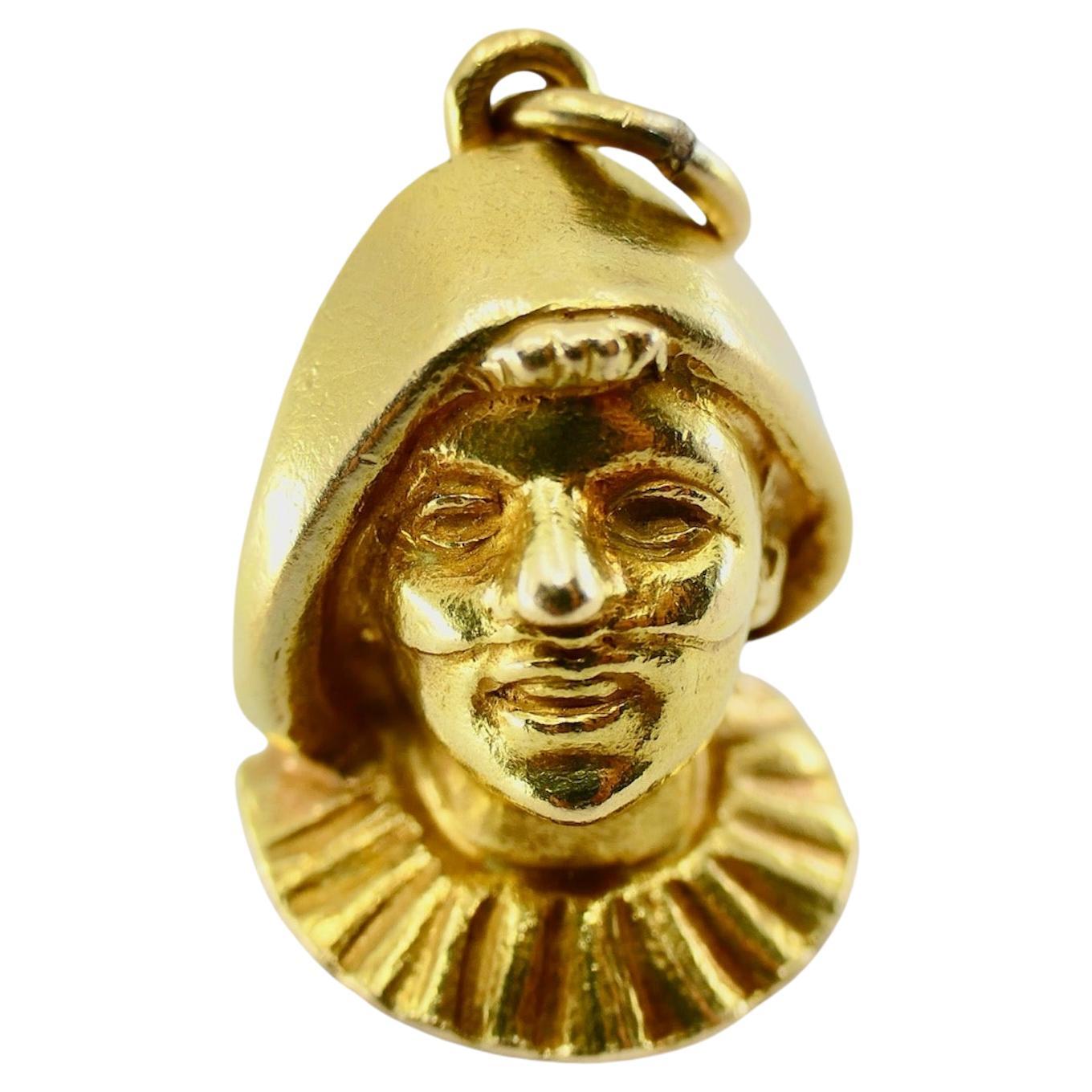 Ciondolo Charm Arlecchino Commedia dell'Arte in oro 18k