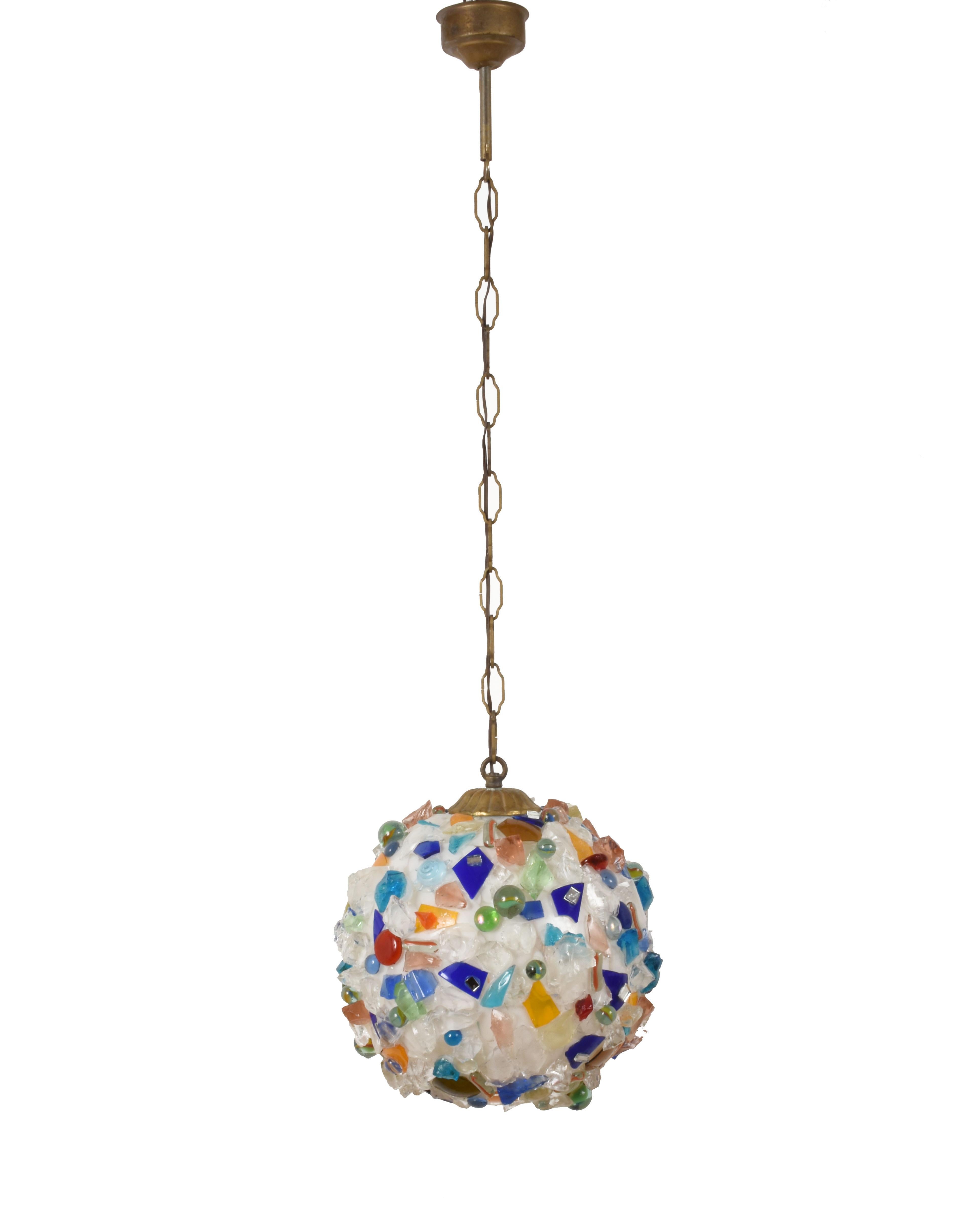 Arlecchino Italian Ball Chandelier from the 1970s, Glass Multi-Color, Italy 6