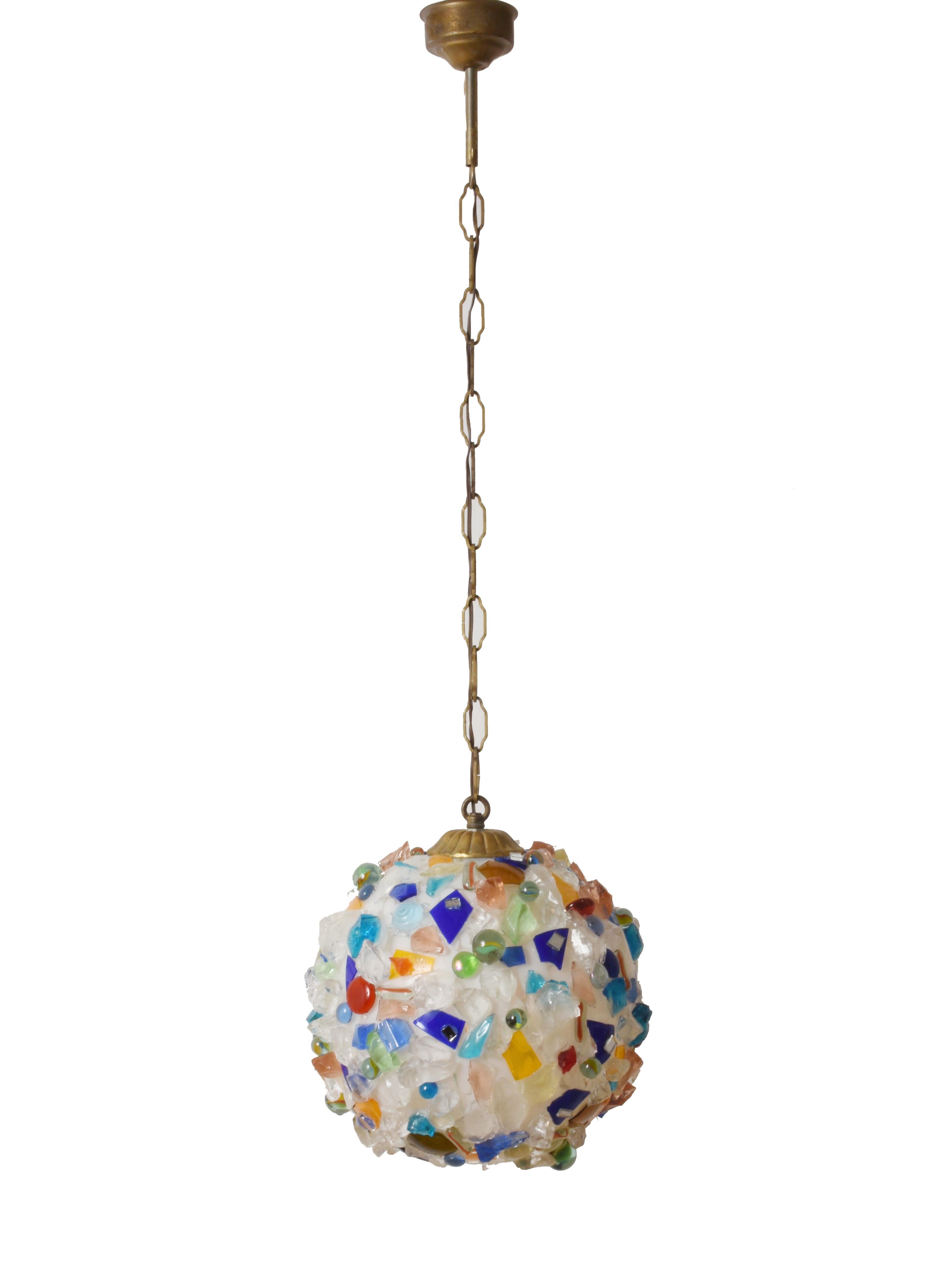 Arlecchino Italian Ball Chandelier from the 1970s, Glass Multi-Color, Italy 7