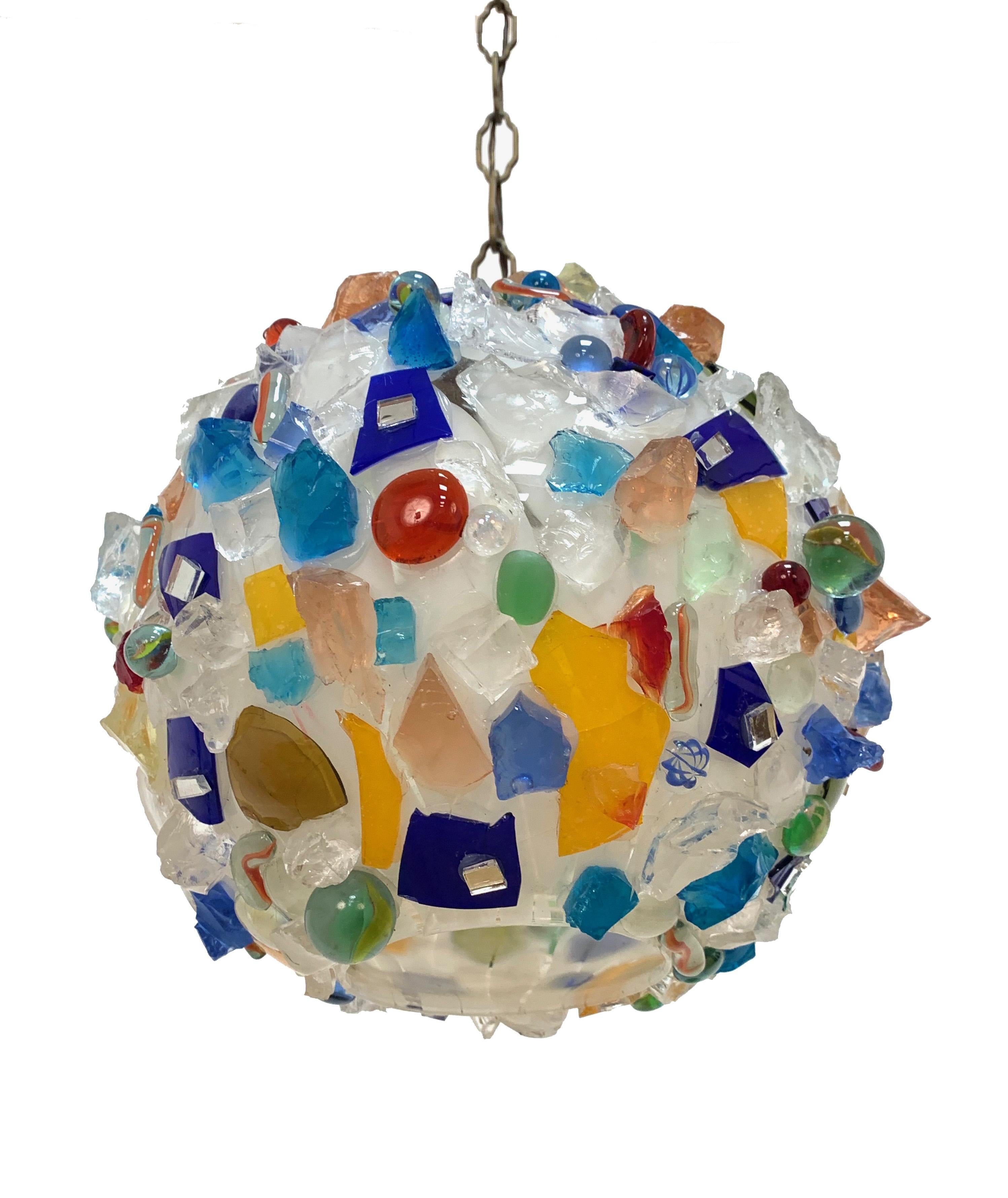 Arlecchino Italian Ball Chandelier from the 1970s, Glass Multi-Color, Italy 9