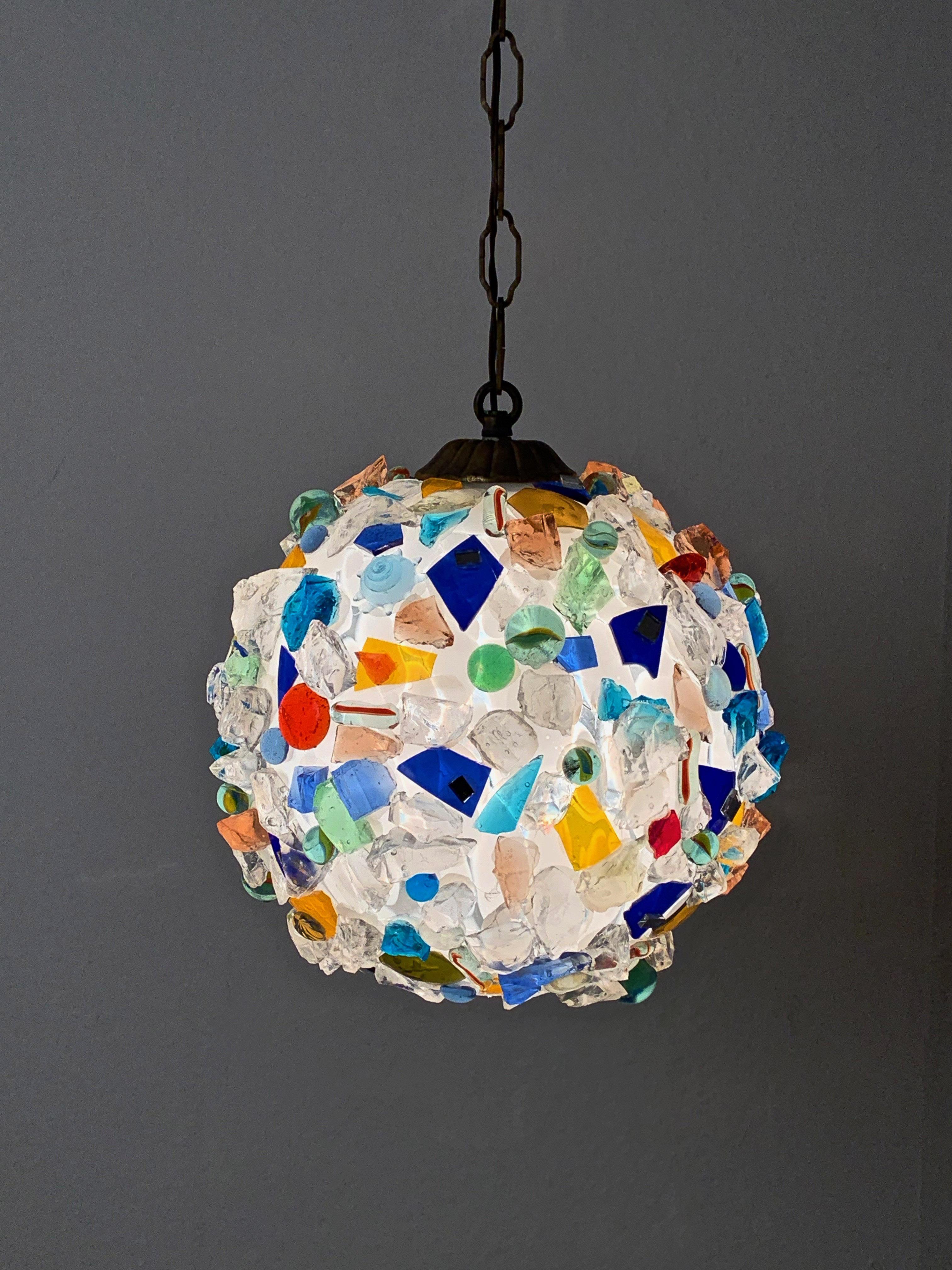 Arlecchino Italian Ball Chandelier from the 1970s, Glass Multi-Color, Italy 10