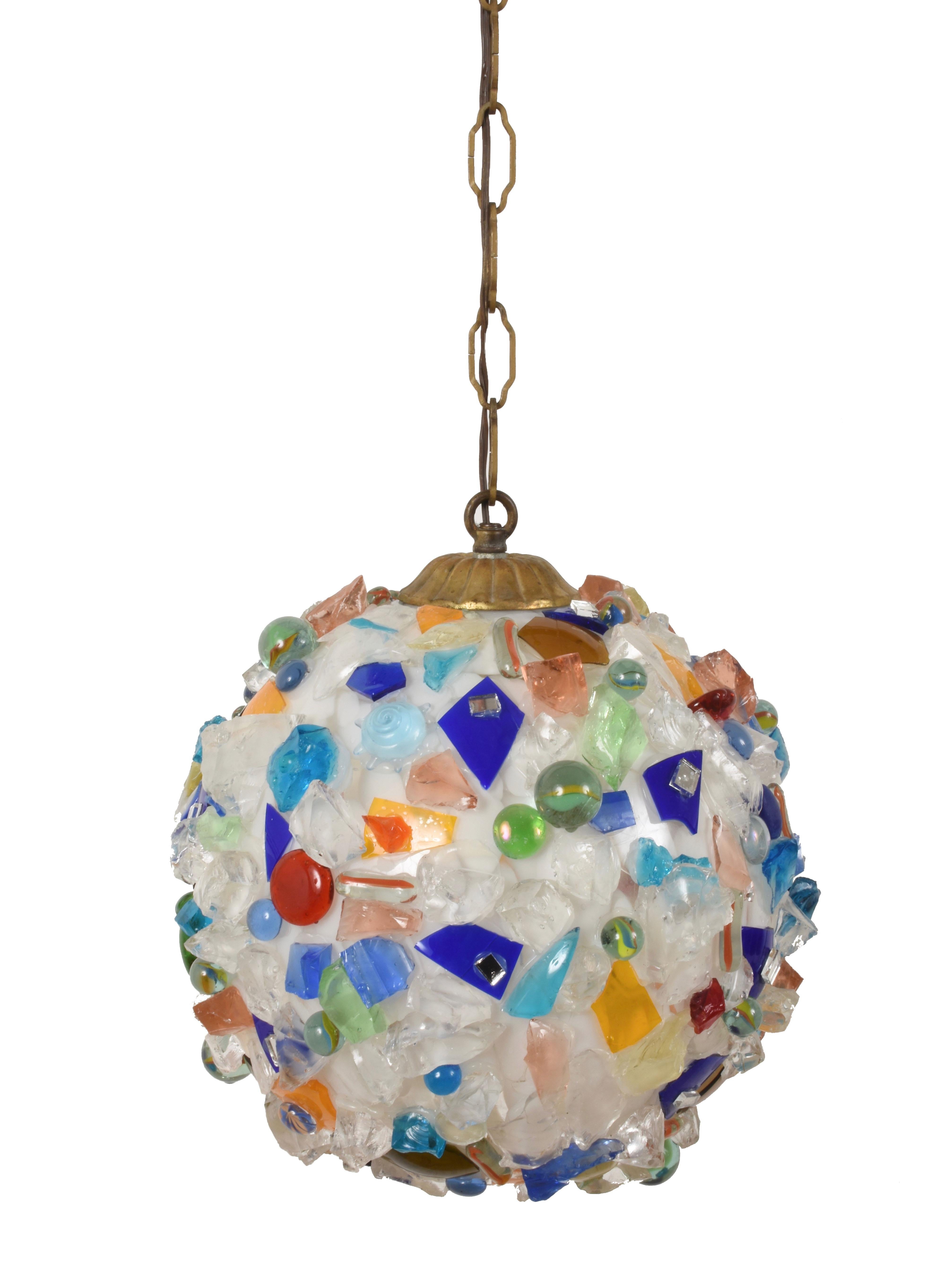 Arlecchino Italian Ball Chandelier from the 1970s, Glass Multi-Color, Italy 11