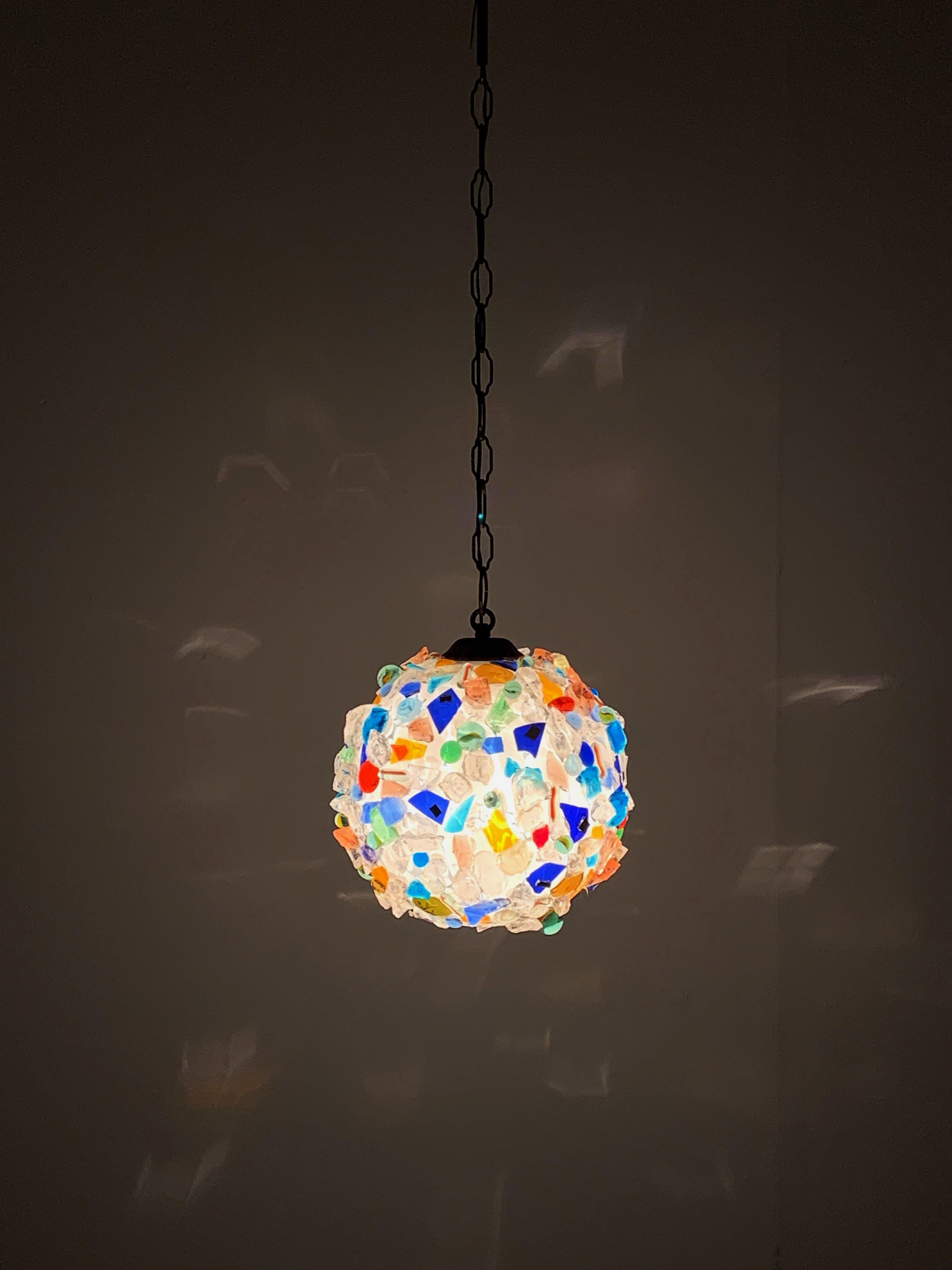 Arlecchino Italian Ball Chandelier from the 1970s, Glass Multi-Color, Italy 13