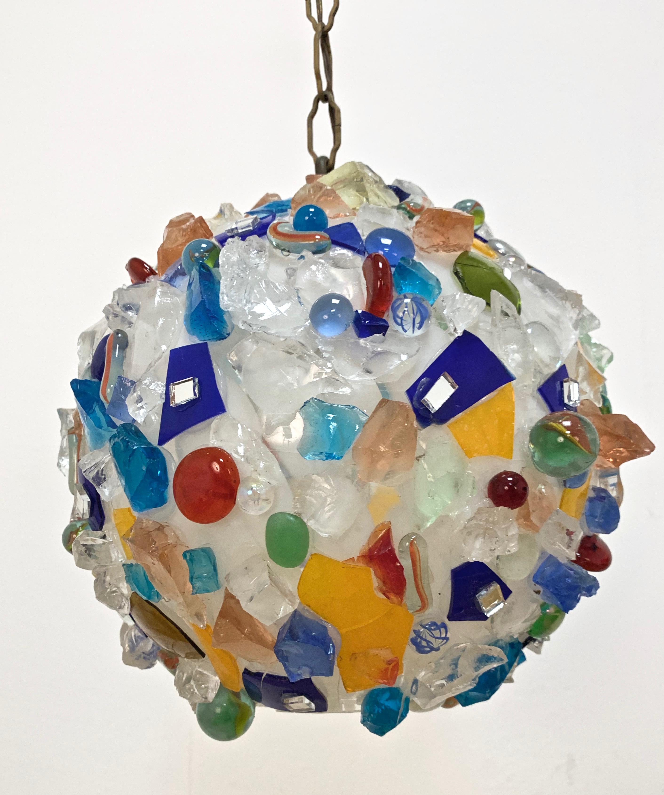 Murano Glass Arlecchino Italian Ball Chandelier from the 1970s, Glass Multi-Color, Italy