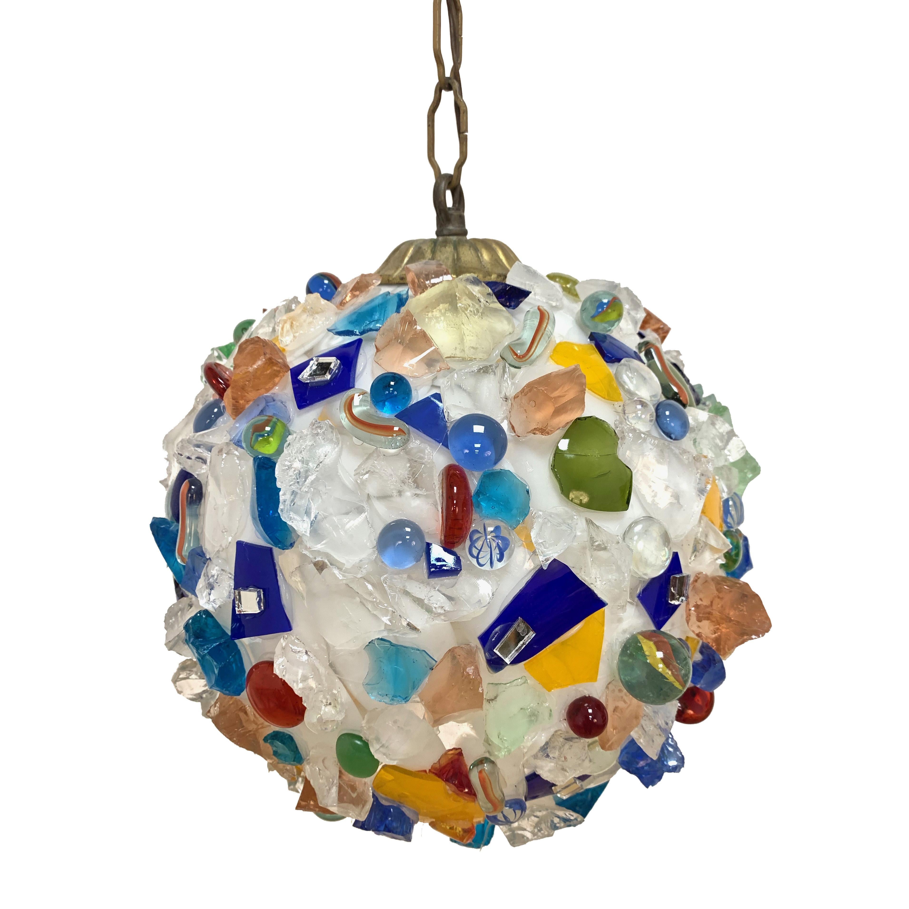 Arlecchino Italian Ball Chandelier from the 1970s, Glass Multi-Color, Italy