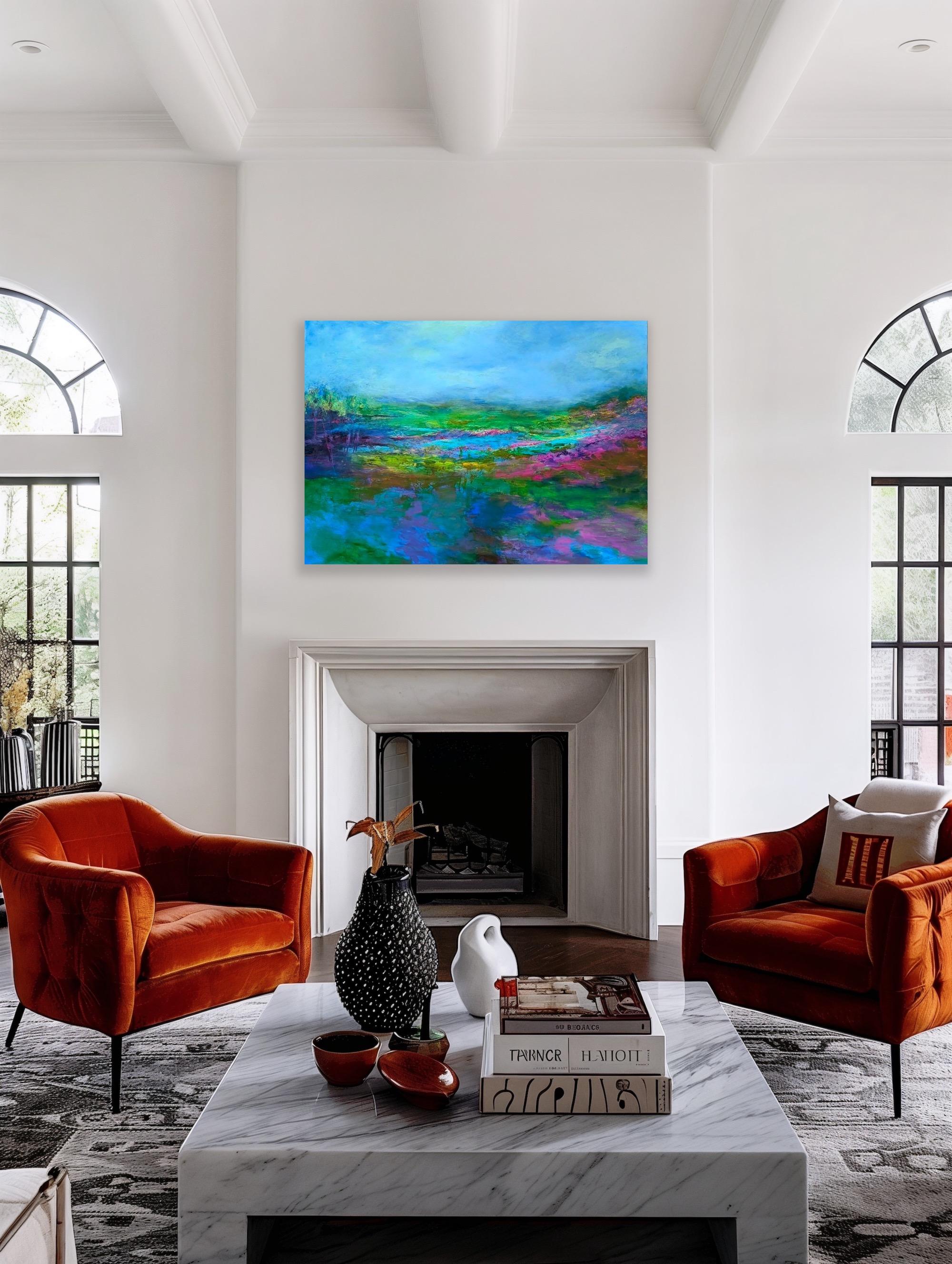 Évoquant un sens du lieu, un sens accru de l'atmosphère et des influences culturelles, mes peintures sont une allusion au paysage, une suggestion de lieu basée sur la couleur et les détails sensoriels. Je suis influencée non seulement par le monde