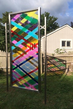 Sculpture d'extérieur abstraite colorée « Intersections Garden #12 »
