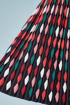 Arlequin jacquard pleated  knit skirt AlaÏa