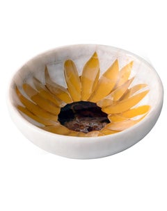 21st Century Decorative Bowl Pietra Dura Marble Onyx Semi Precious Inlay Black