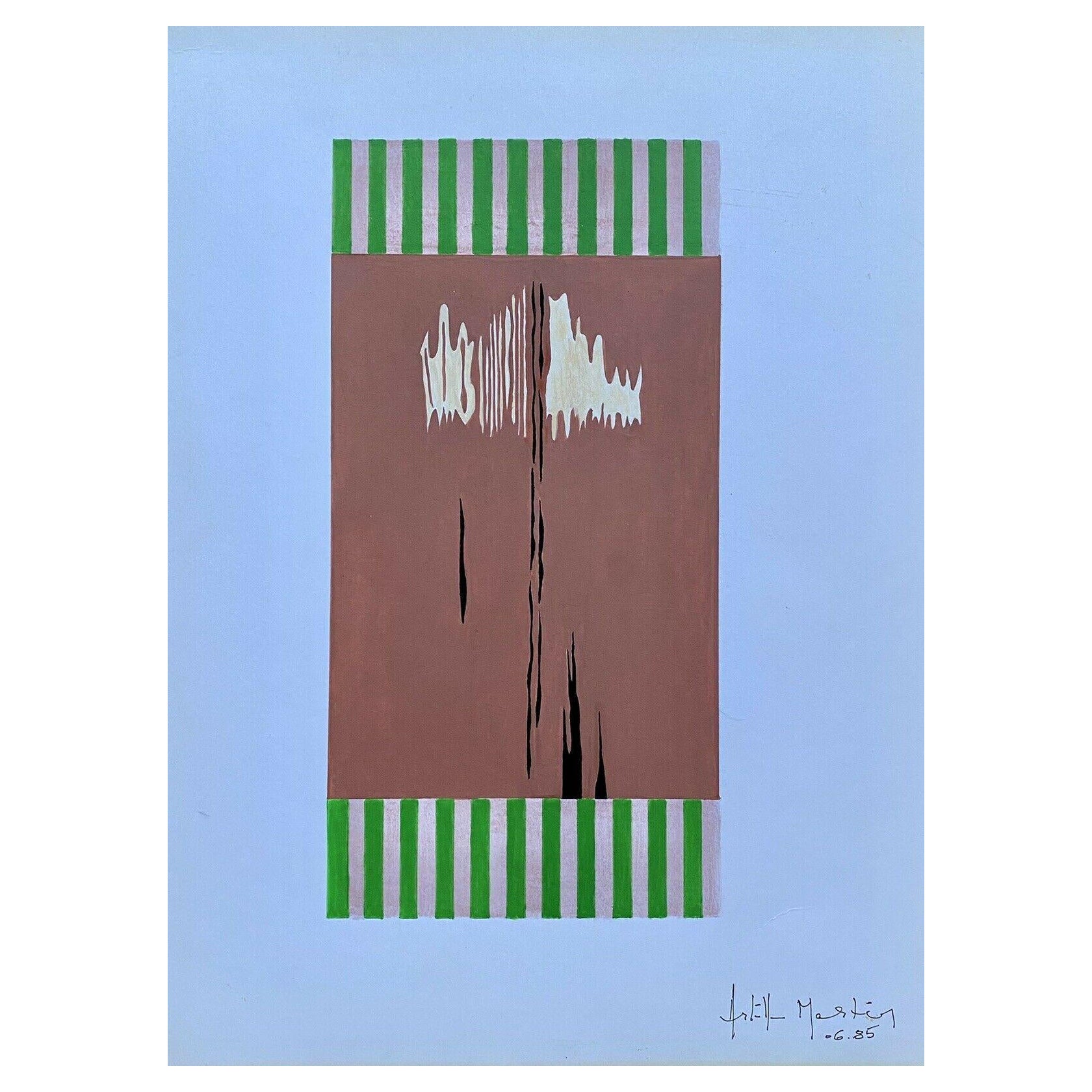 Arlette Martin, französisches geometrisches abstraktes Gemälde, signiert, 1980er Jahre