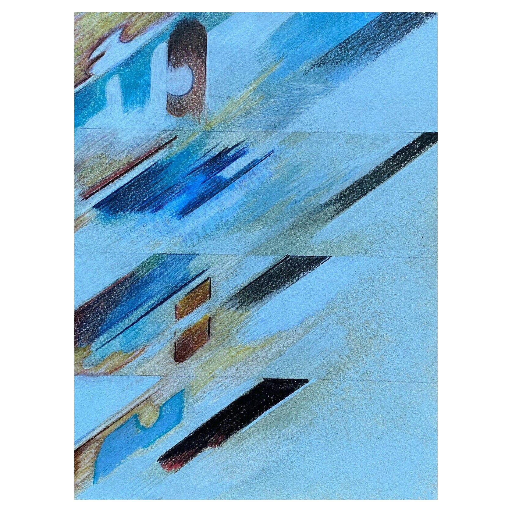 Arlette Martin 'B.1924' Französisches geometrisches abstraktes Gemälde, 1970er Jahre