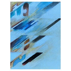 Arlette Martin 'B.1924' Französisches geometrisches abstraktes Gemälde, 1970er Jahre