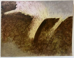1970'S French Abstract Brown Earth Tones in Motion Painting