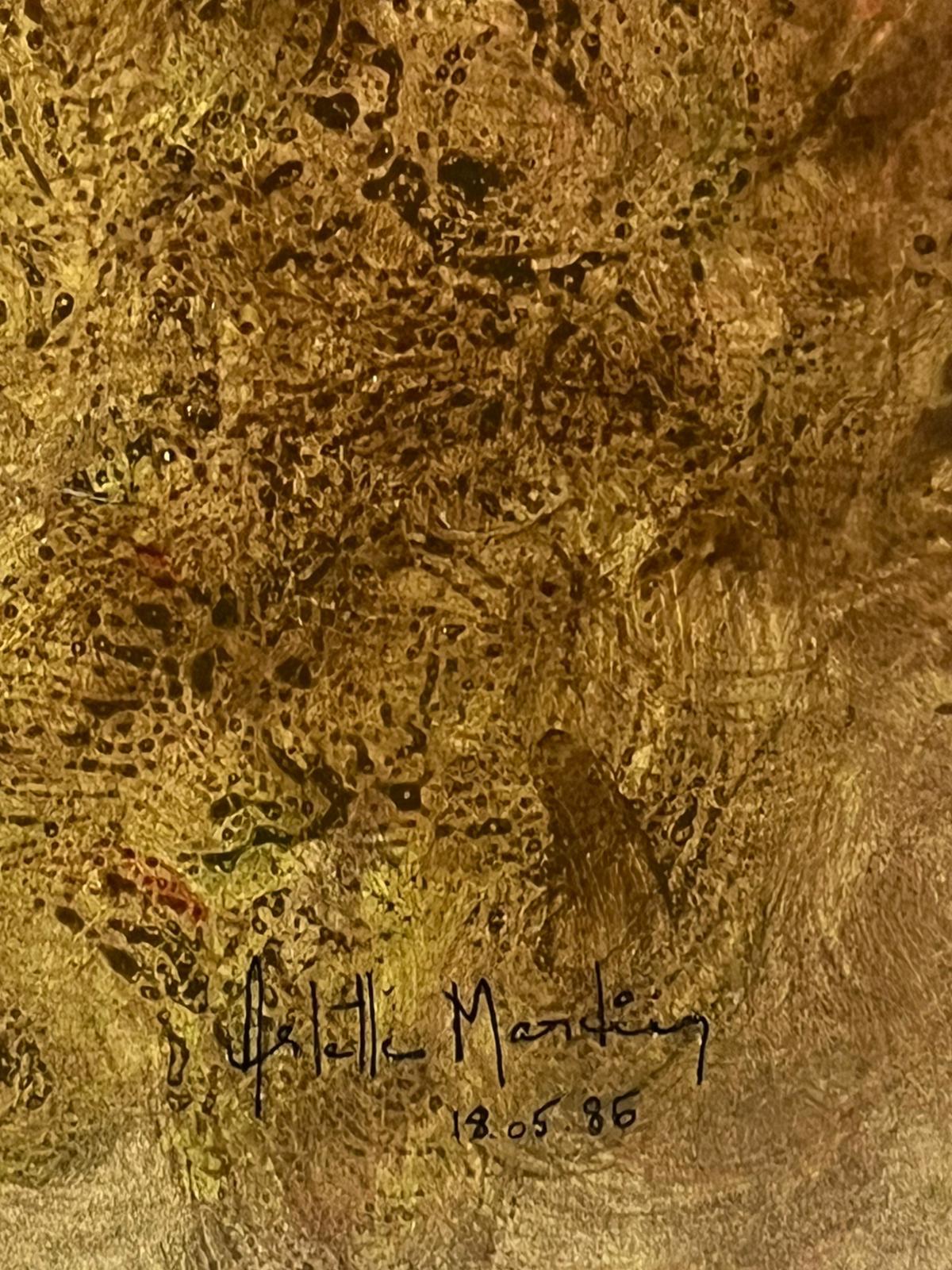 1970'S French Abstract Brown Earth Tones in Motion Painting For Sale 4