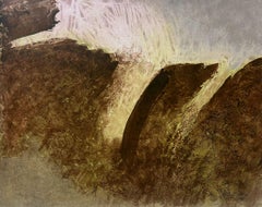 1970'S French Abstract Brown Earth Tones in Motion Painting