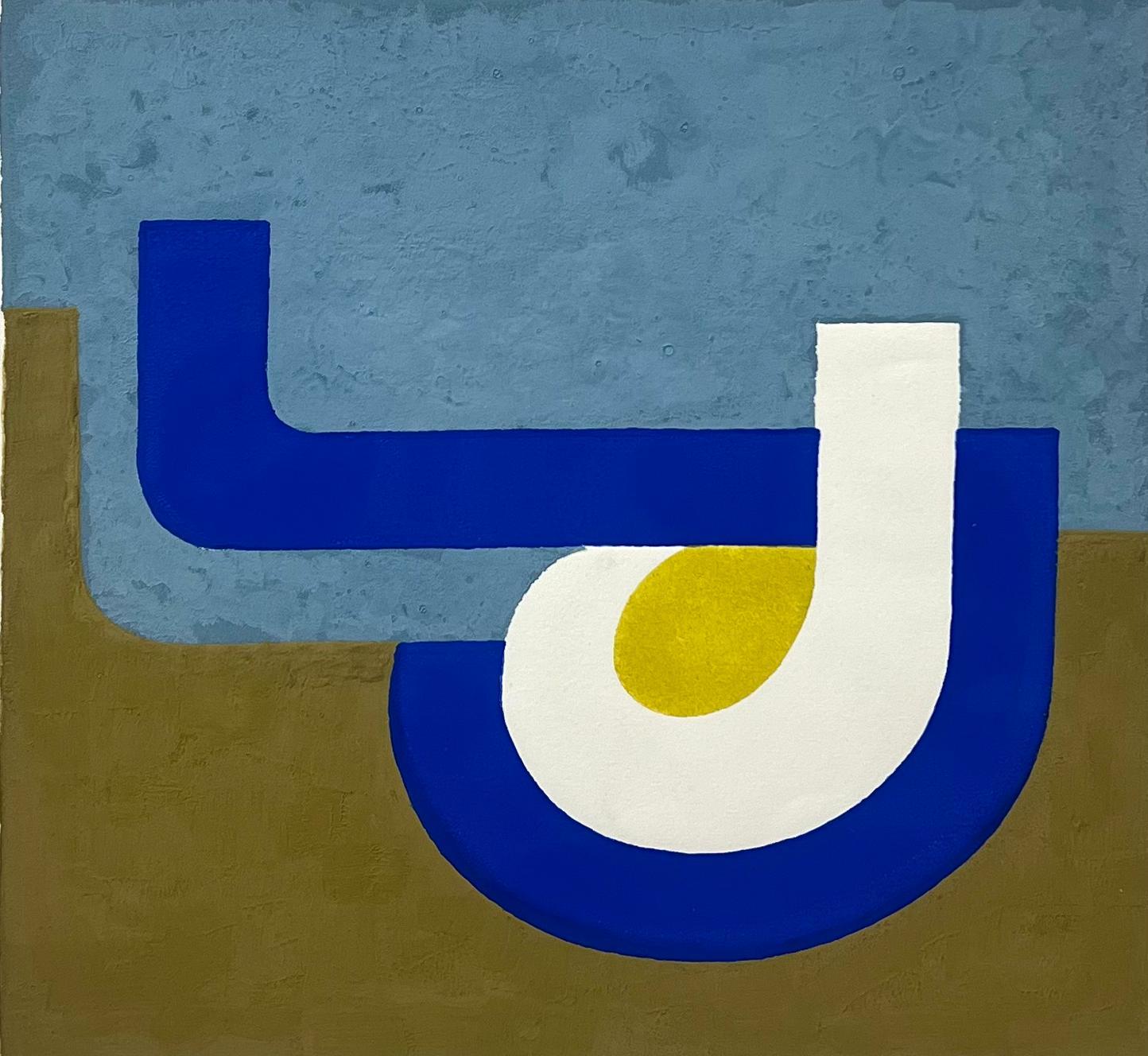 Abstract Painting di Arlette Martin - Pittura astratta geometrica francese degli anni '70, colori audaci e moderni