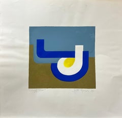 1970'S French Geometric Abstract Painting Bold Modern Colours