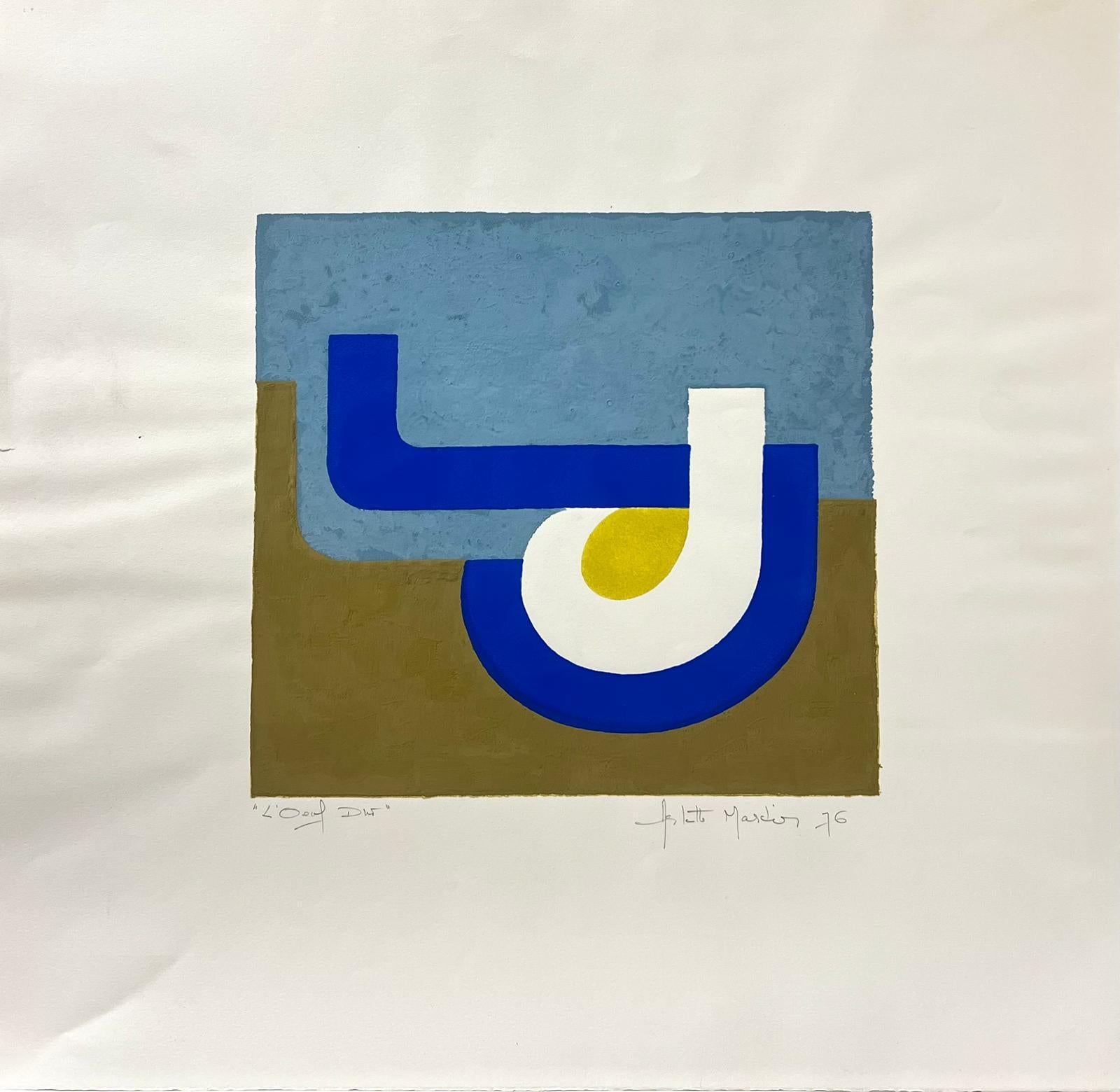 Pittura astratta geometrica francese degli anni '70, colori audaci e moderni - Painting di Arlette Martin