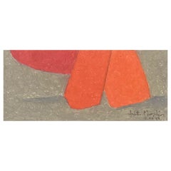 Hervorragendes französisches geometrisches abstraktes Gemälde von Arlette Martin – 1979