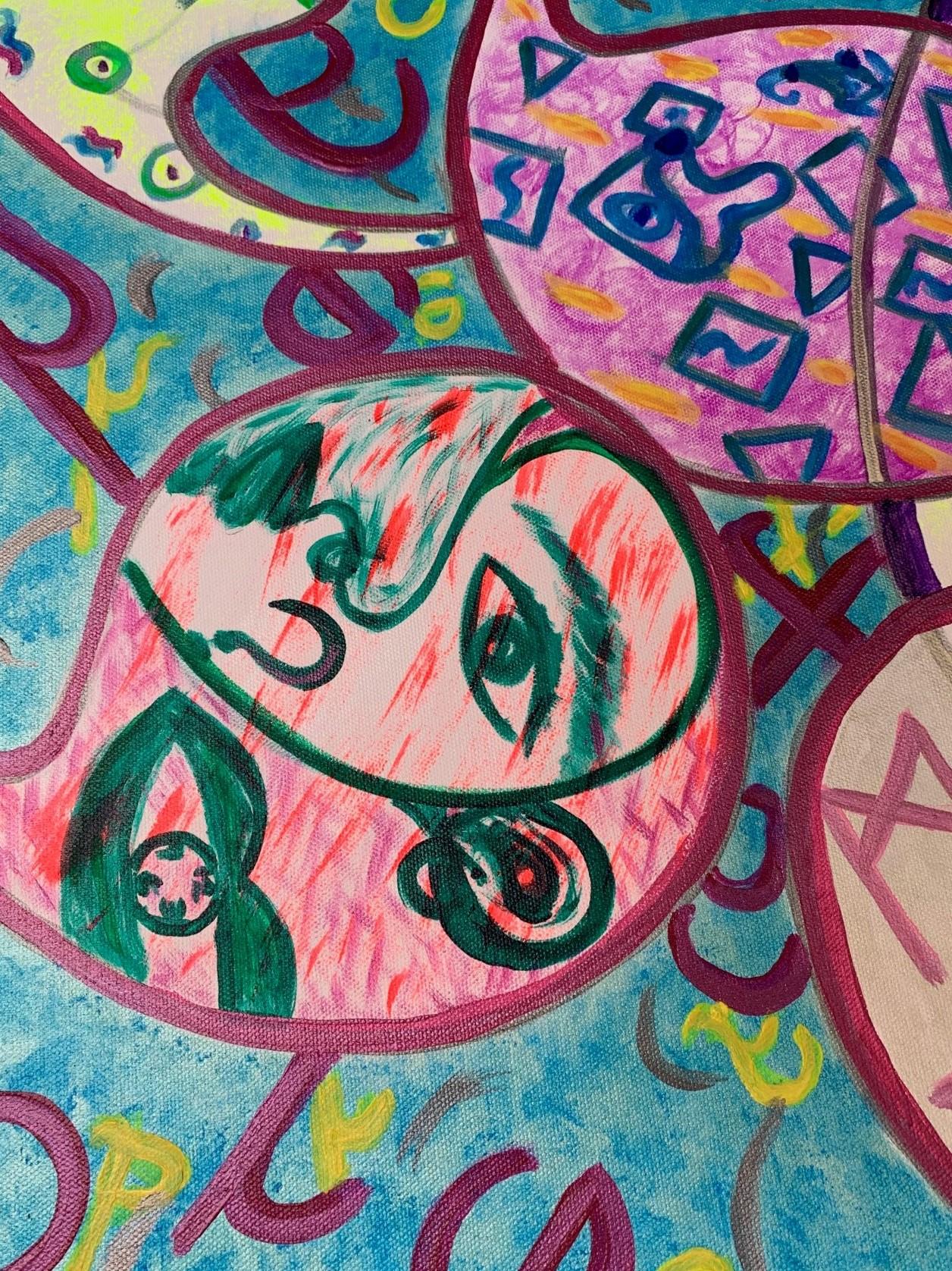 Bulles de pensée - Expressionnisme abstrait Painting par Arlette Stella