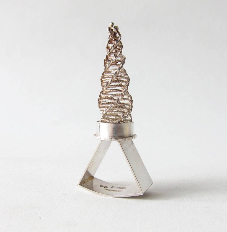 Arline Fisch Crocheted Sterling Silver California Modern Artisan Ring For Sale at 1stDibs