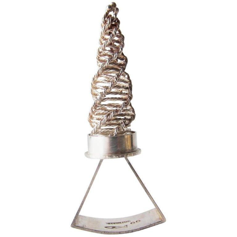 Arline Fisch Crocheted Sterling Silver California Modern Artisan Ring For Sale at 1stDibs