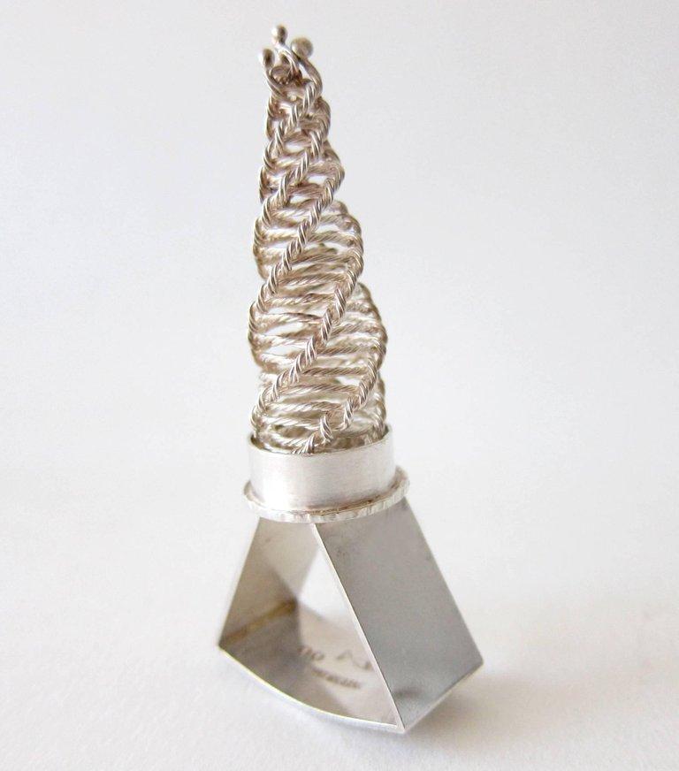 Arline Fisch Crocheted Sterling Silver California Modern Artisan Ring For Sale at 1stDibs