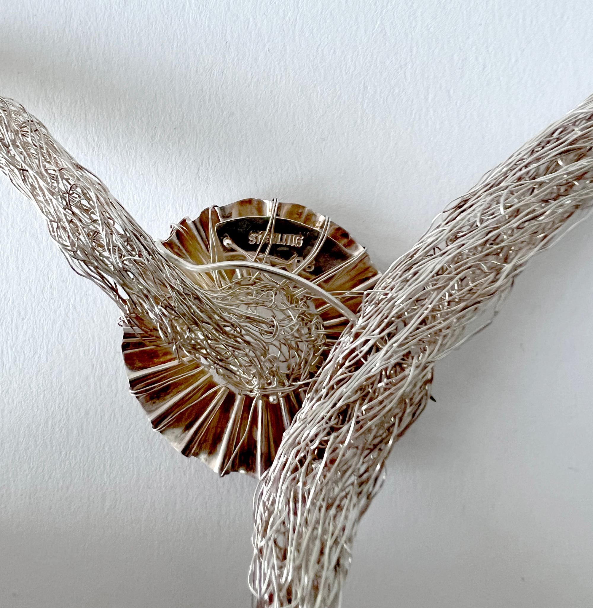 Women's Arline Fisch Sterling Silver Gold Vermeil Crocheted Sautoir Monocle Necklace