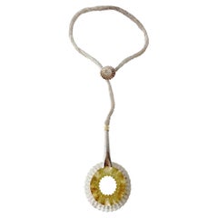 Vintage Arline Fisch Sterling Silver Gold Vermeil Crocheted Sautoir Monocle Necklace