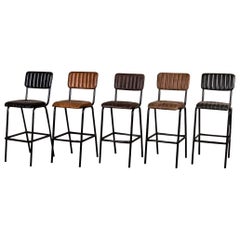 Arlington Leather Breakfast Bar Stools, 20th Century