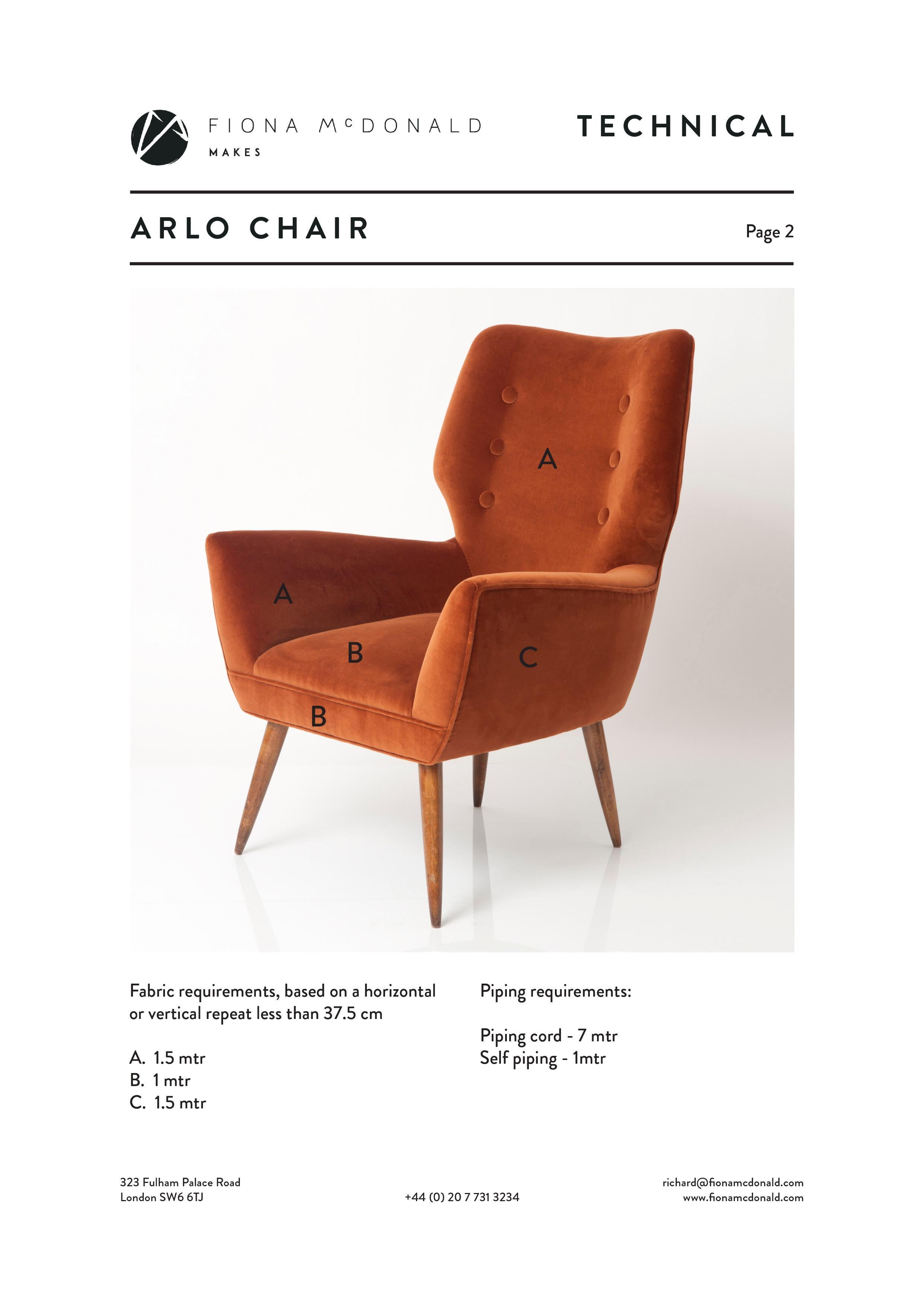 Arlo Chair - Bespoke - Made with your Fabric For Sale 2