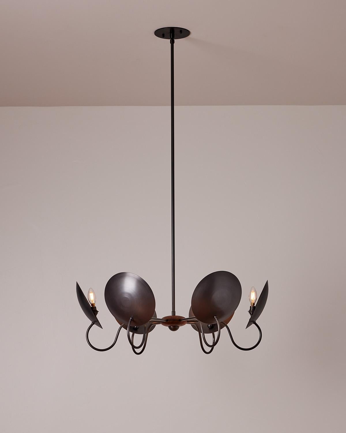 Modern Arlo Chandelier - Six Arms - Oil Rubbed Brass and Bronze For Sale
