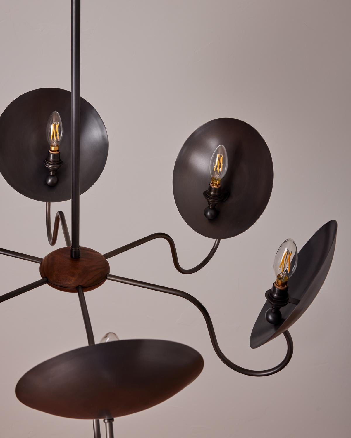 Arlo Chandelier - Six Arms - Oil Rubbed Brass and Bronze For Sale 1