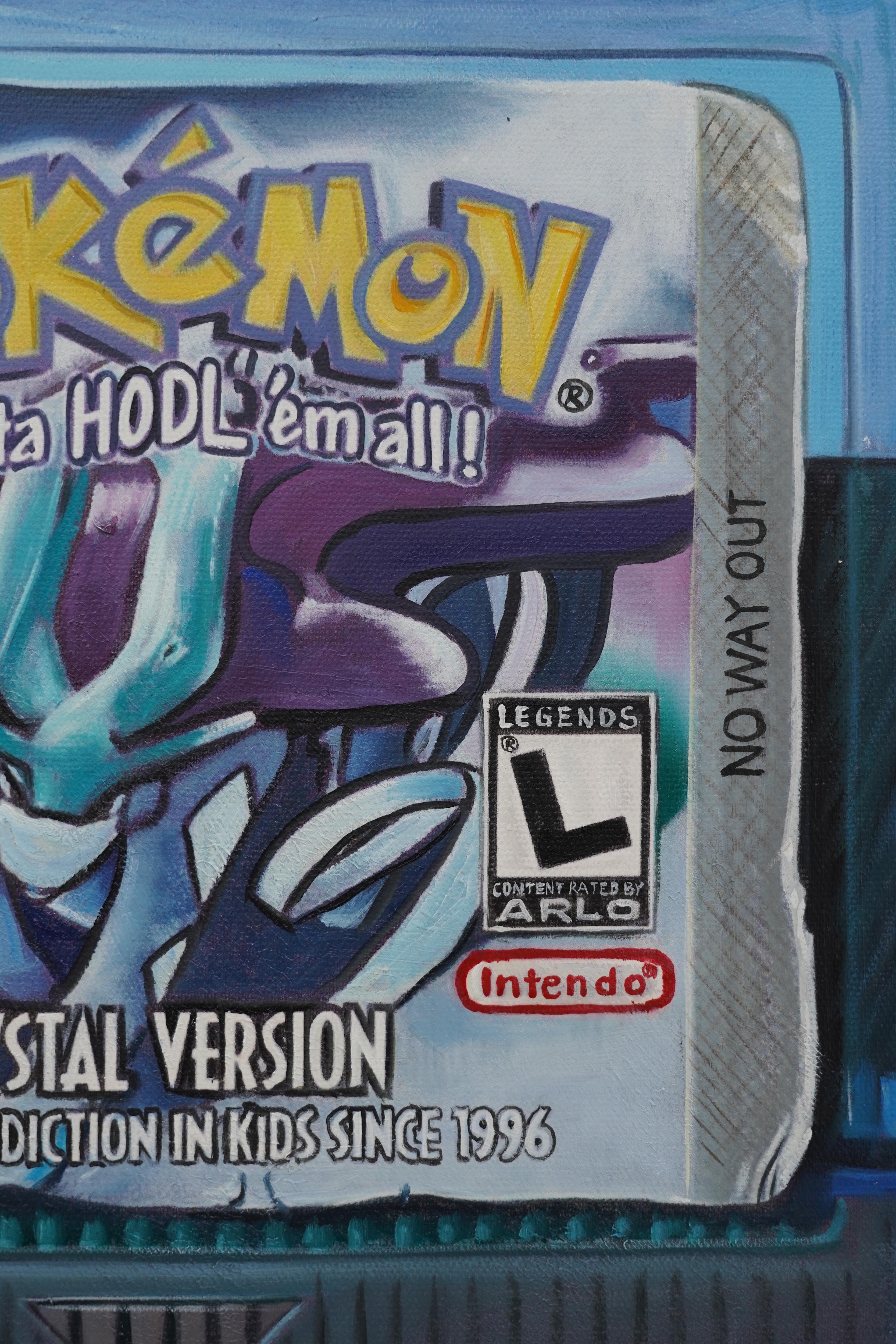 Arlo Sinclair - Pokemon HODL: Game Boy (Kristall), Gemälde 2024 im Angebot 1