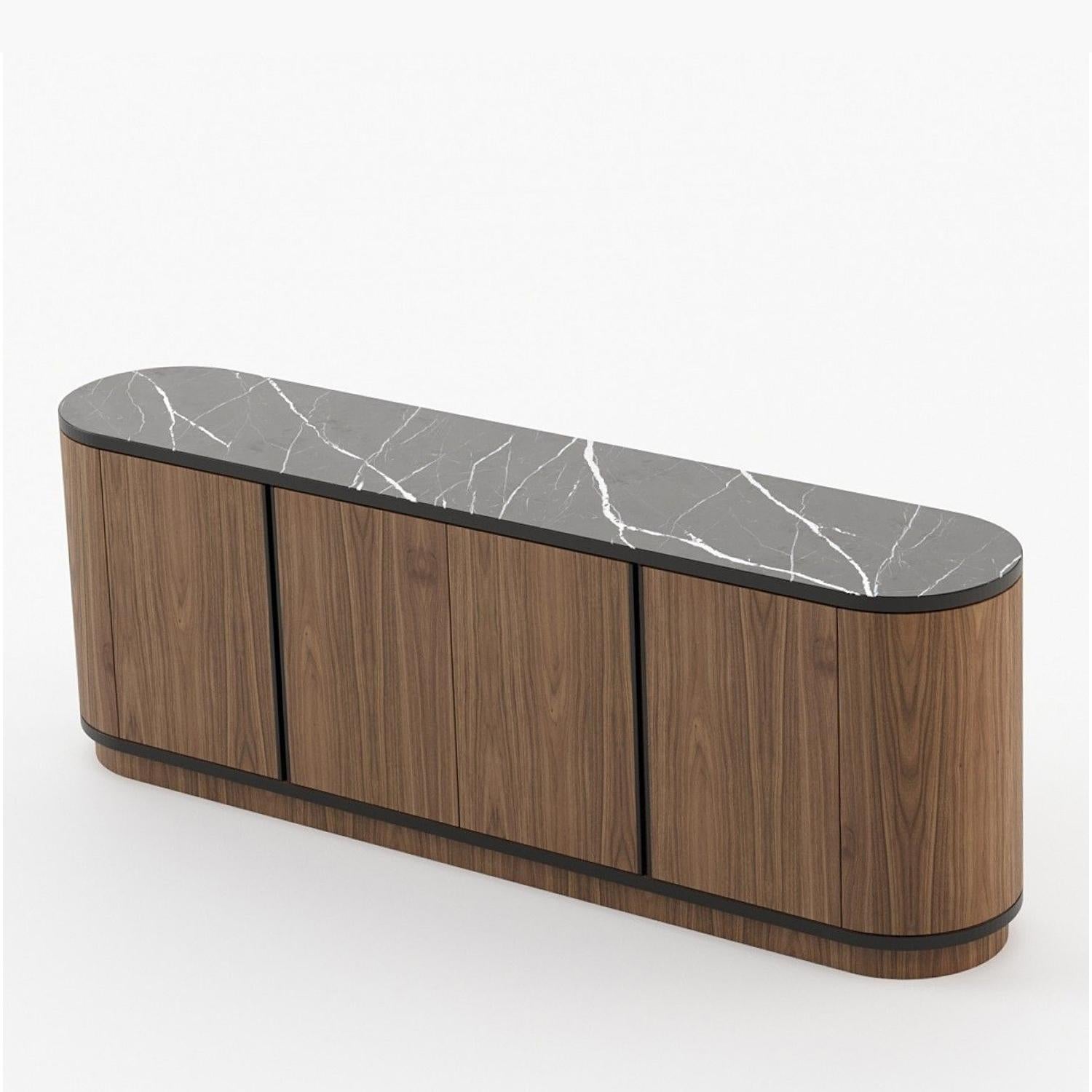 Spagnolo Credenza Arlon in noce e marmo in vendita