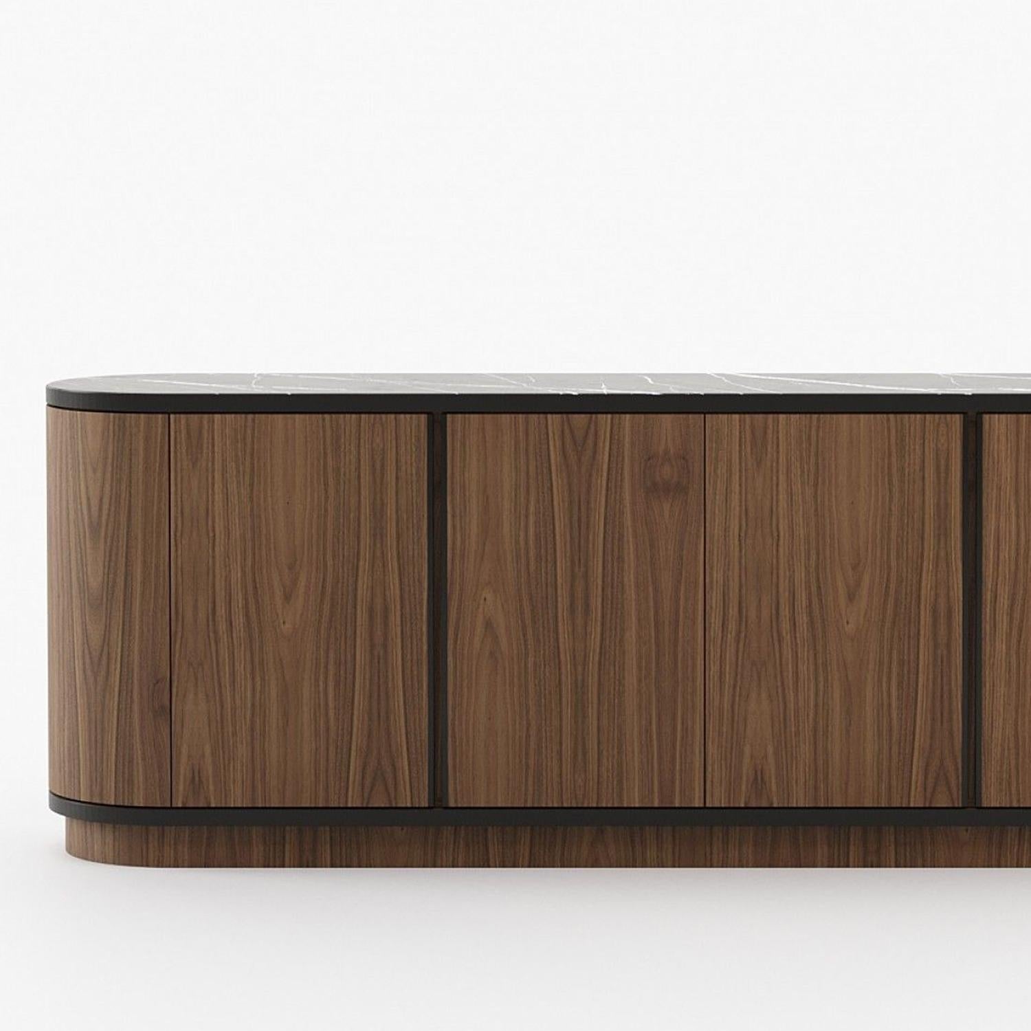 Credenza Arlon in noce e marmo In condizioni Nuovo in vendita a Paris, FR