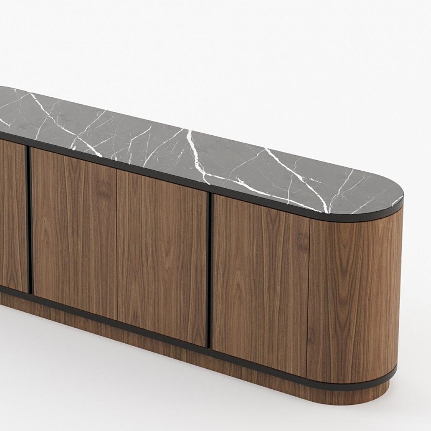 XXI secolo e contemporaneo Credenza Arlon in noce e marmo in vendita