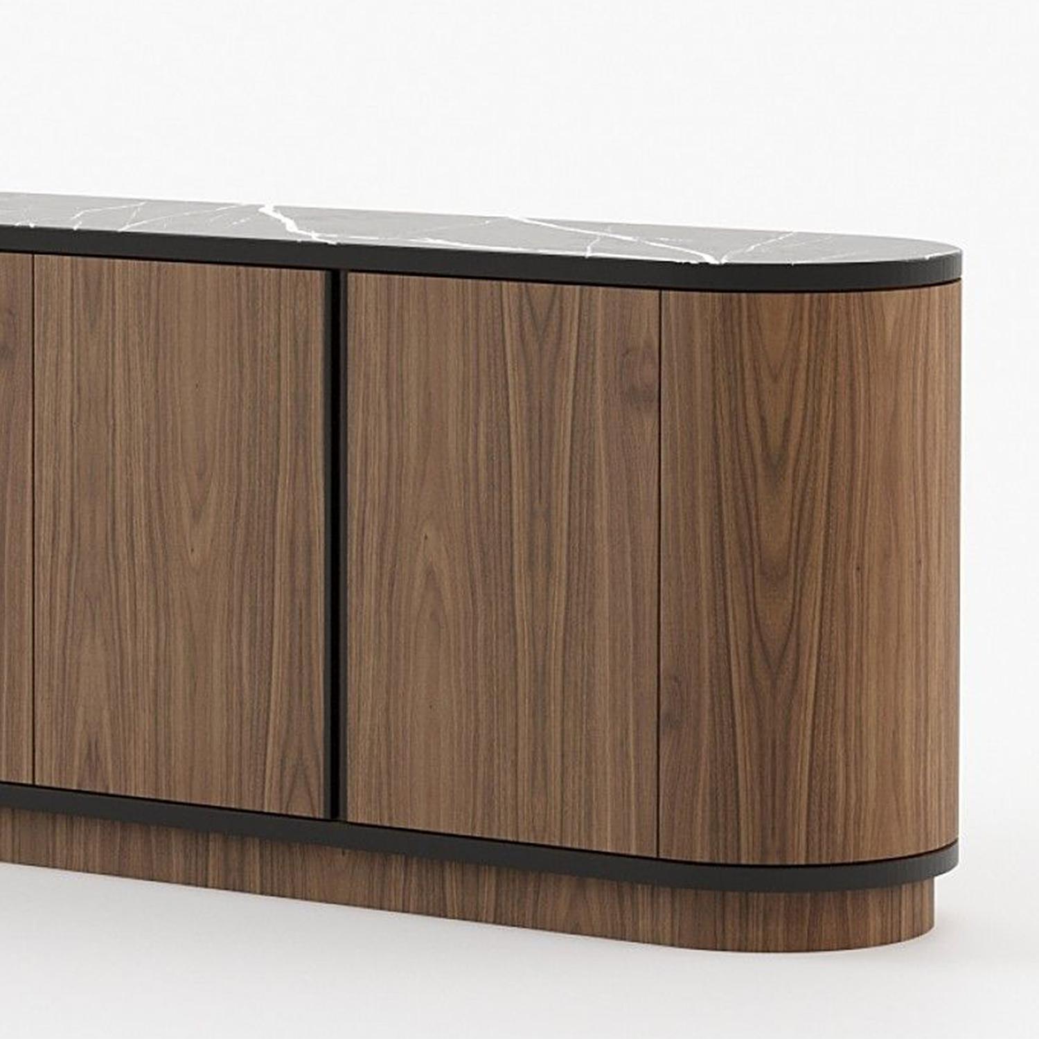 Ferro Credenza Arlon in noce e marmo in vendita