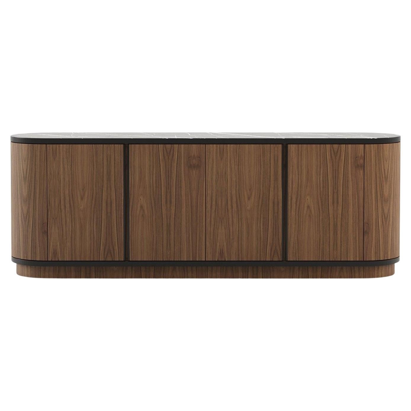 Buffet Arlon en noyer et marbre