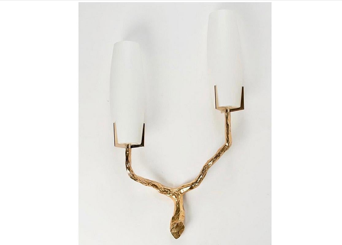 Arlus, 1 sconce in bronze and opaline glass, circa 1960.
1 left available 