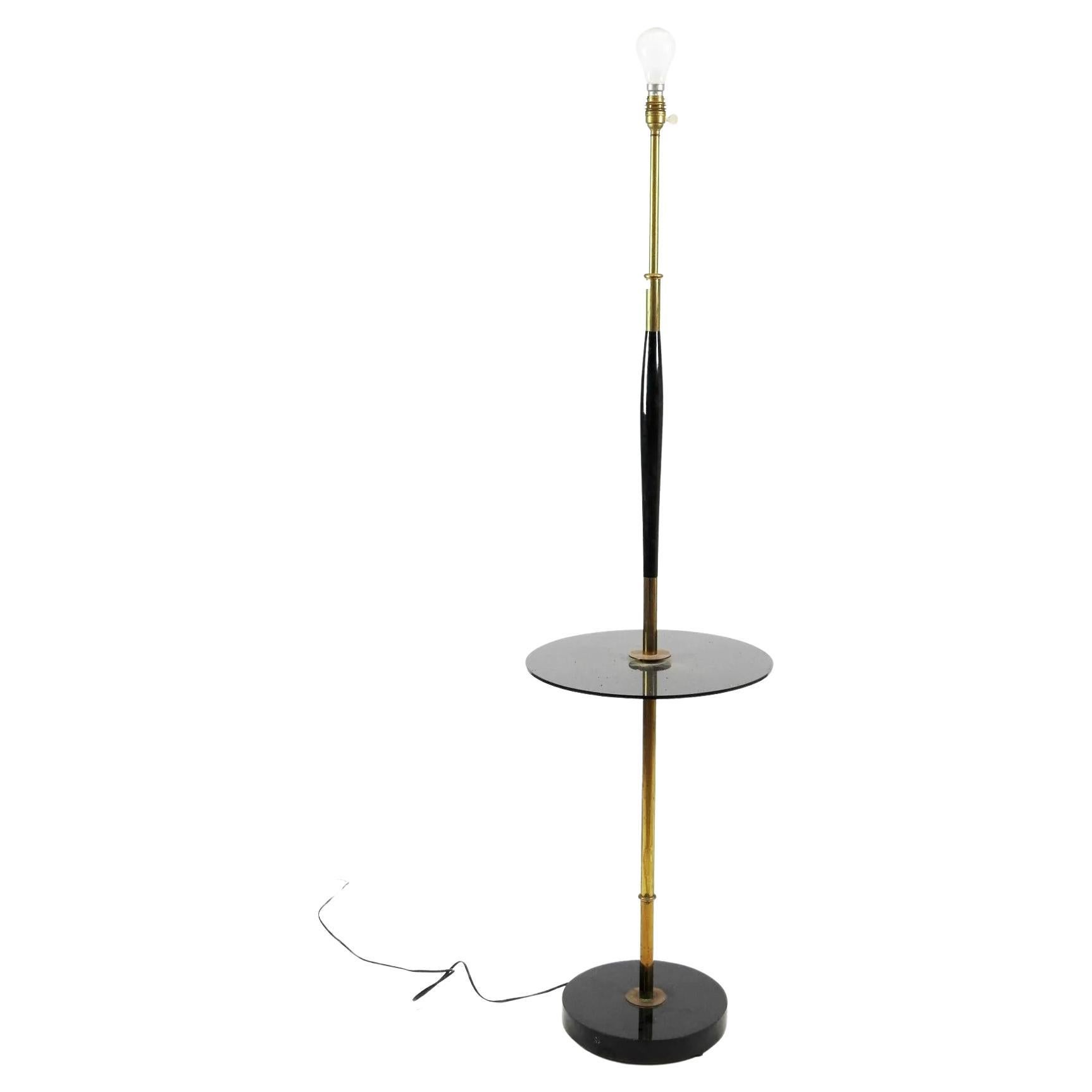 Arlus 'Attributed to' Elegant Floor Lamp circa 1950 in Lacquered Wood For Sale