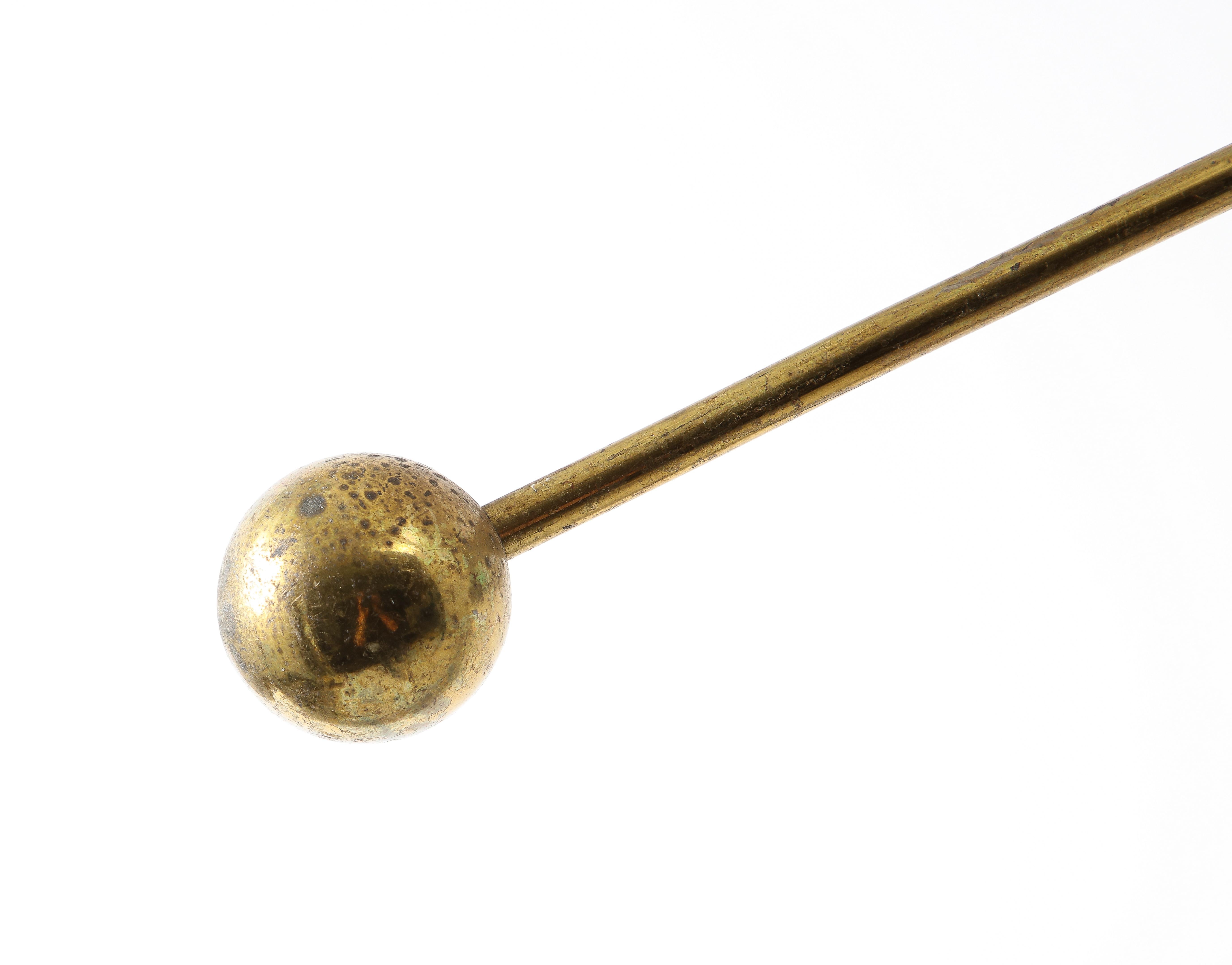 Enameled Arlus Brass Asymmetrical Ceiling Fixture with Green Shade, France 1960's For Sale
