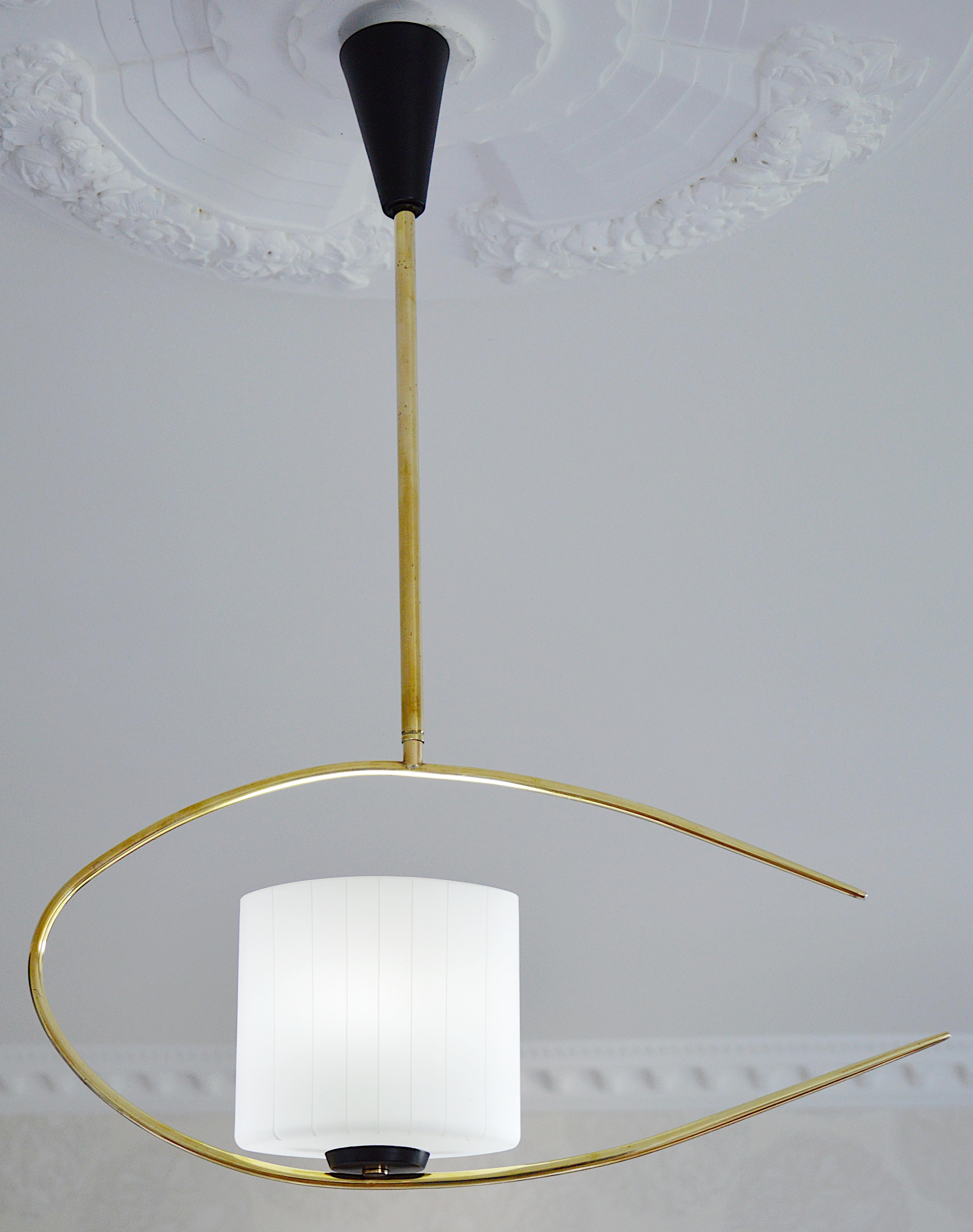 Mid-Century Modern ARLUS French Mid-century Pendant Chandelier, 1950s For Sale
