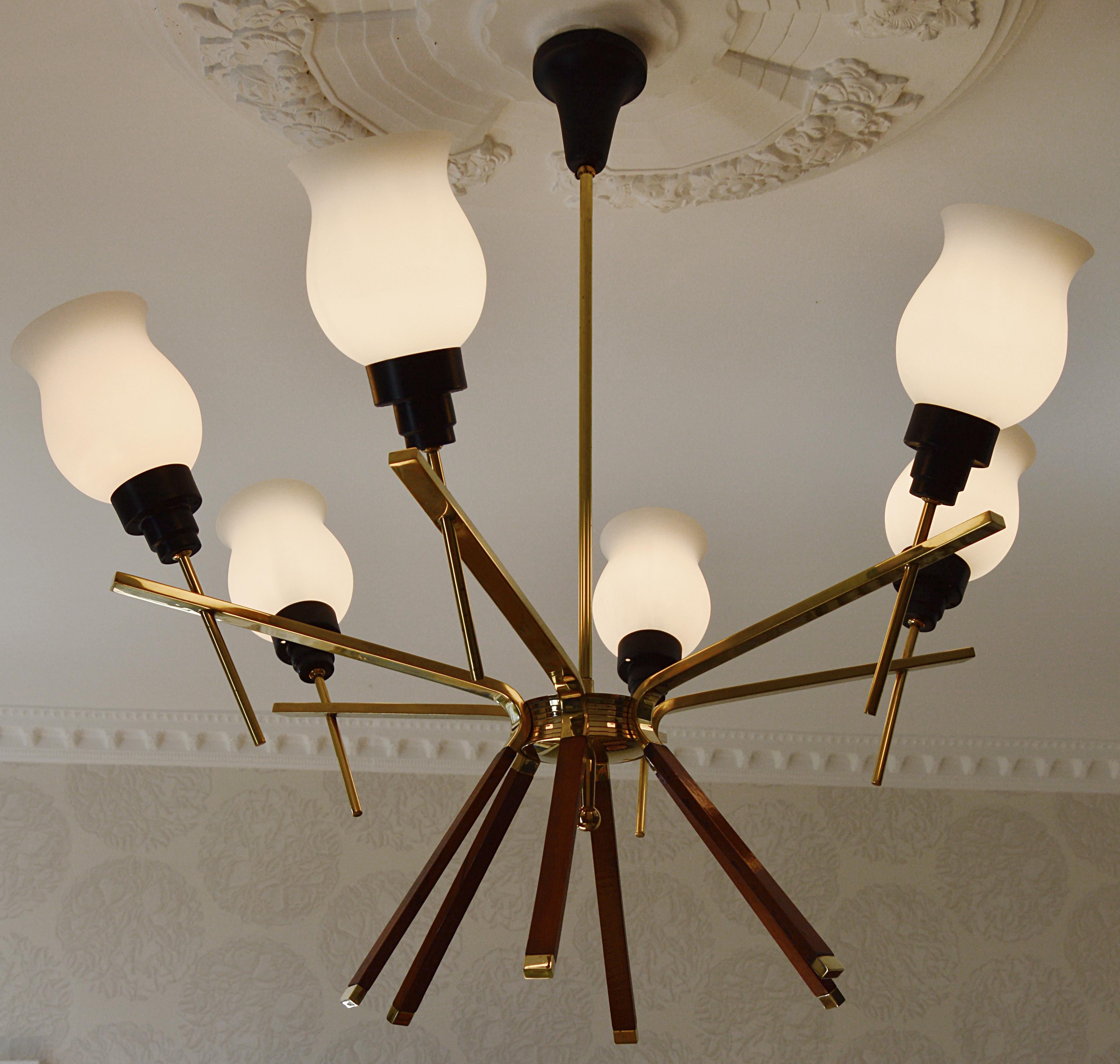 Mid-20th Century Arlus French Midcentury Chandelier, 1960s For Sale