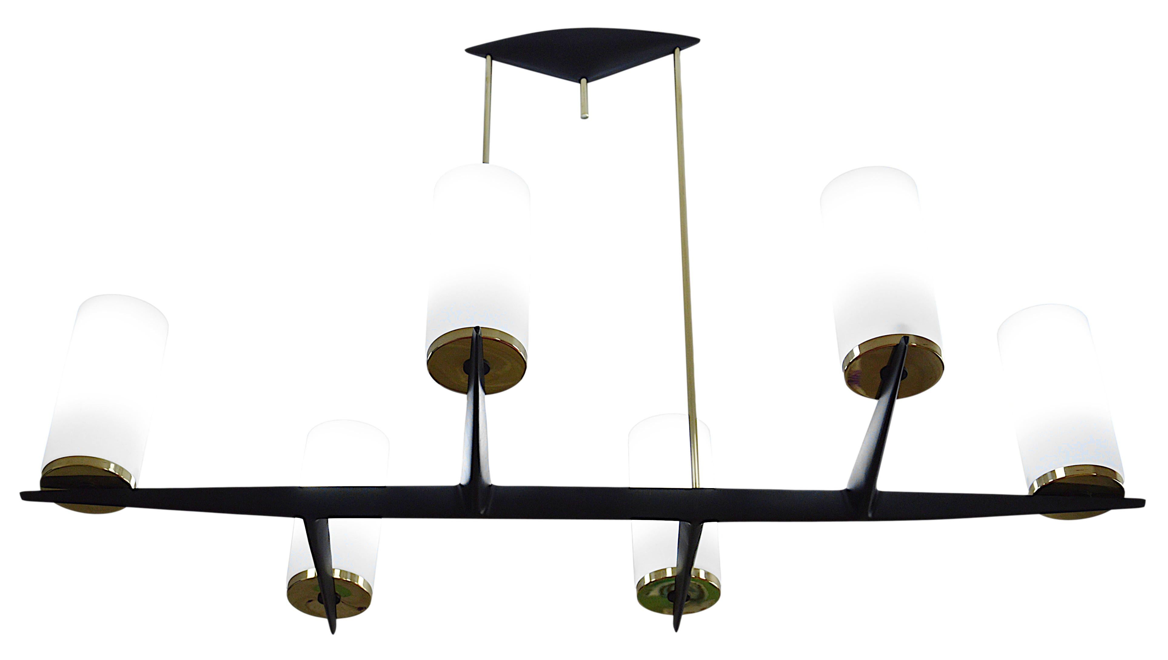 Mid-Century Modern Arlus French Midcentury Classy Chandelier, 1950s For Sale
