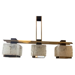ARLUS Glass and Gilt and Chrome Metal Chandelier