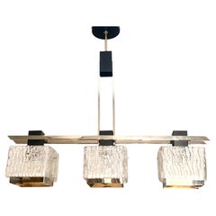 ARLUS Glass and Gilt and Chrome Metal Chandelier